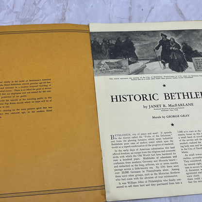 Historic Bethlehem PA Murals by George Gray Hotel Bethlehem Booklet EA5