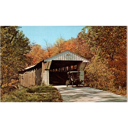 Adams Mill Bridge Cutler Carroll County IN Vintage Covered Bridge Postcard PC16