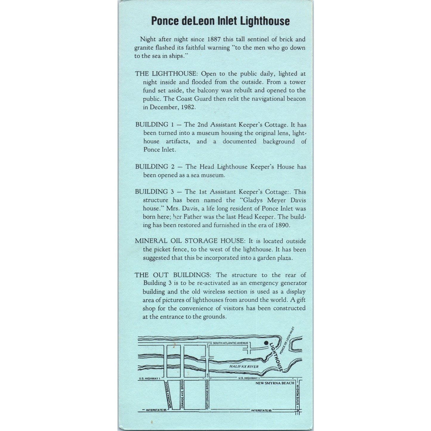 Vintage Ponce De Leon Inlet Lighthouse Ponce Inlet Florida Leaflet TF4-B3