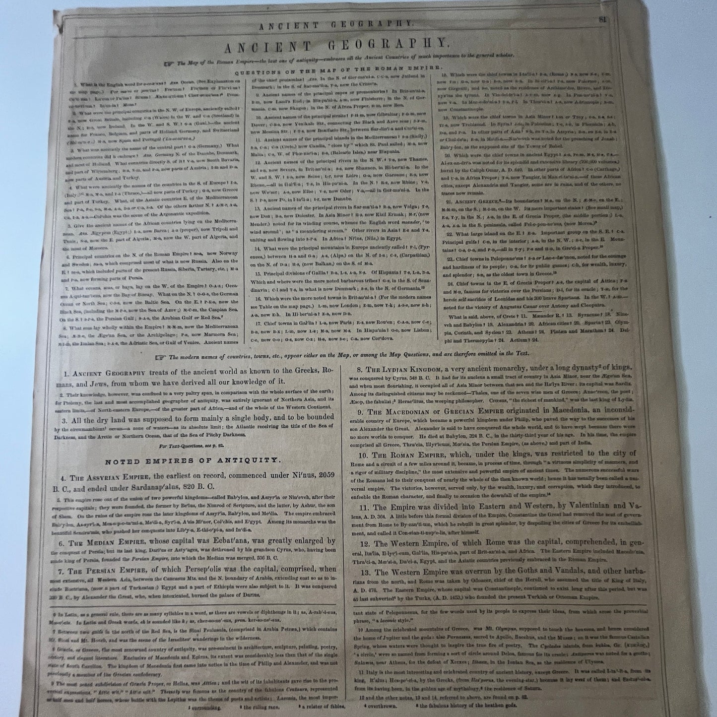 Original 1866 Physical Geography Description 2 Page Roswell Smith Engraved V27-4