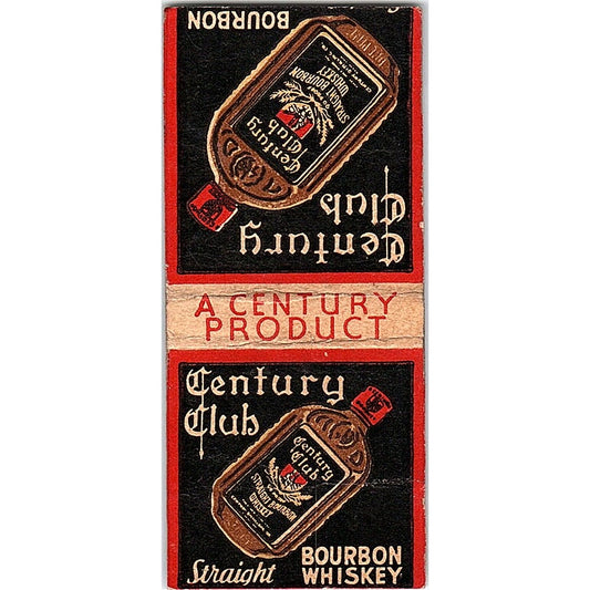 Century Club Bourbon Whiskey Vintage Matchbook Cover SC7-Y5