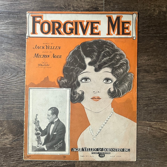 Forgive Me 1927 Sheet Music Jack Yellen Milton Ager Carmen Lombardo V6