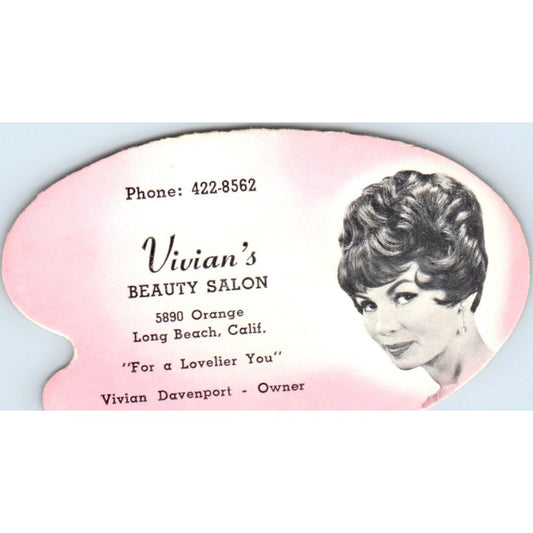 Vivian's Beauty Salon Long Beach CA Vintage Business Card SD8-B12
