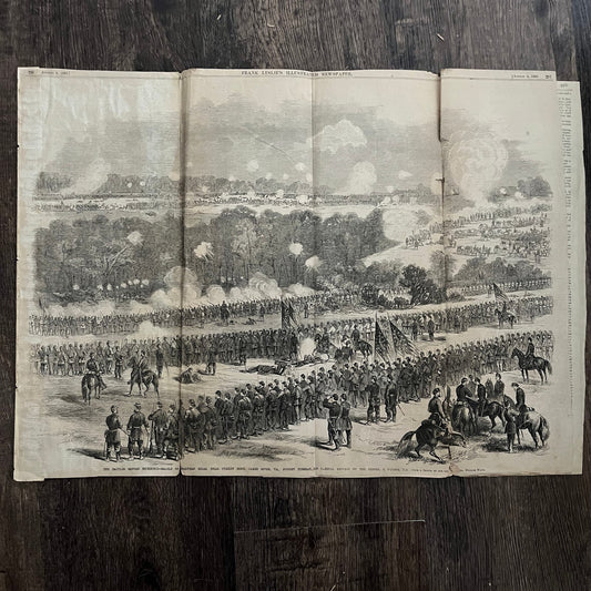 Battle of Cross Keys Shenandoah Valley Original 1863 Civil War Engraving C51