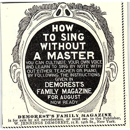 Sing Without Your Master W. Jennings DeMorest NY 1892 Ad AG2-S26