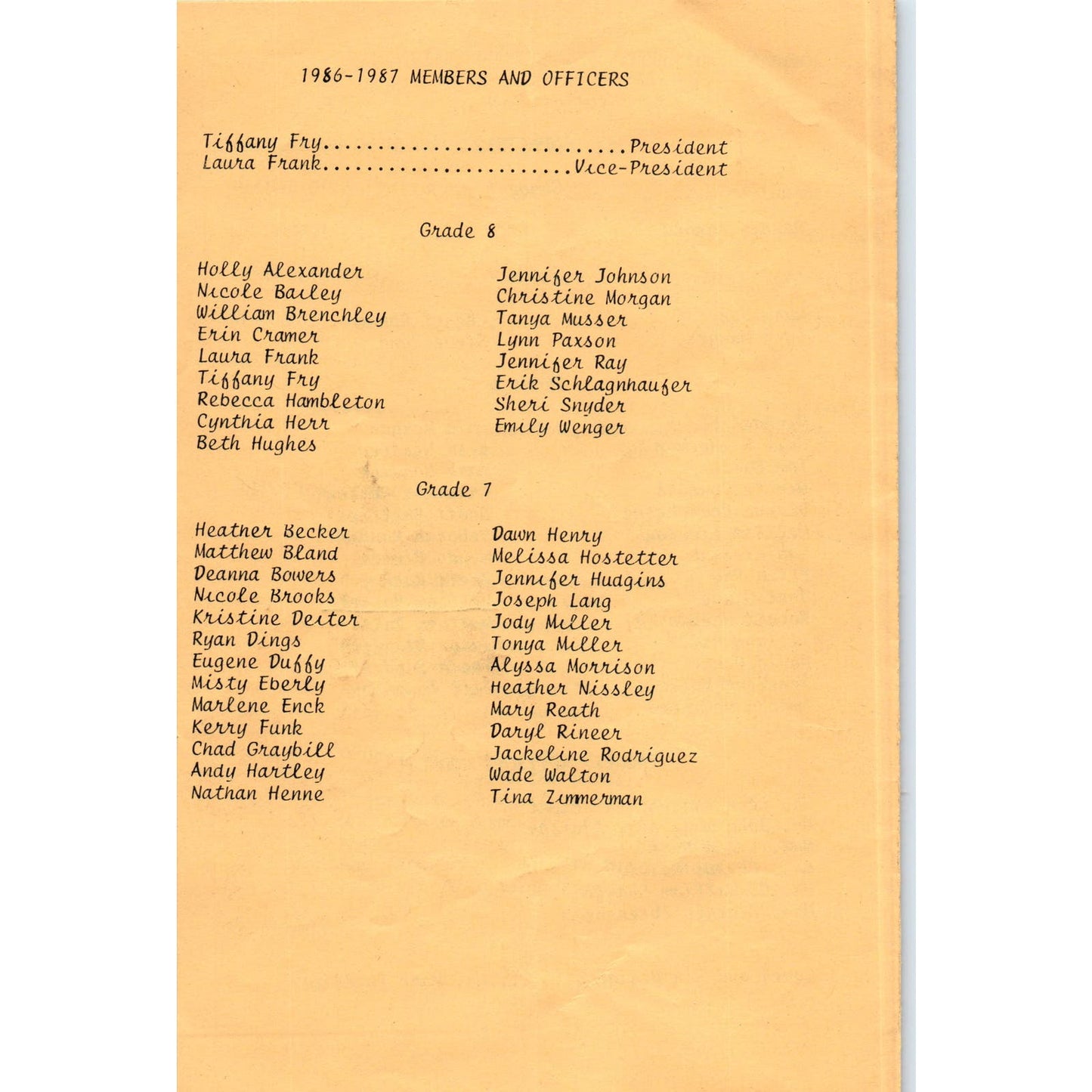 1987 George A. Smith High School Honor Society Induction Program Leon Trager AE5