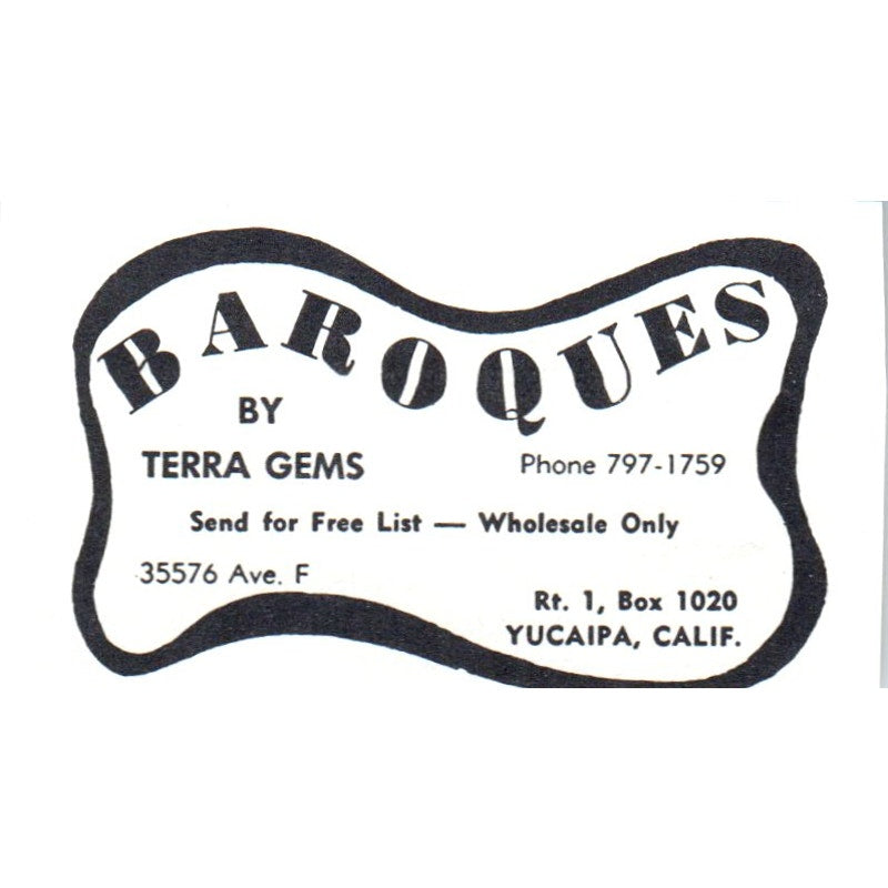 Baroques by Terra Gems Yucaipa California 1964 Magazine Ad AB6-M1