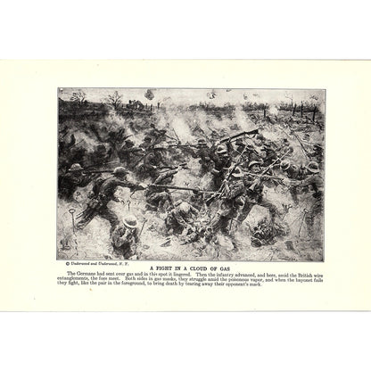 German Rule in France, Fighting in Mustard Gas 1919 WWI Print AG1-2