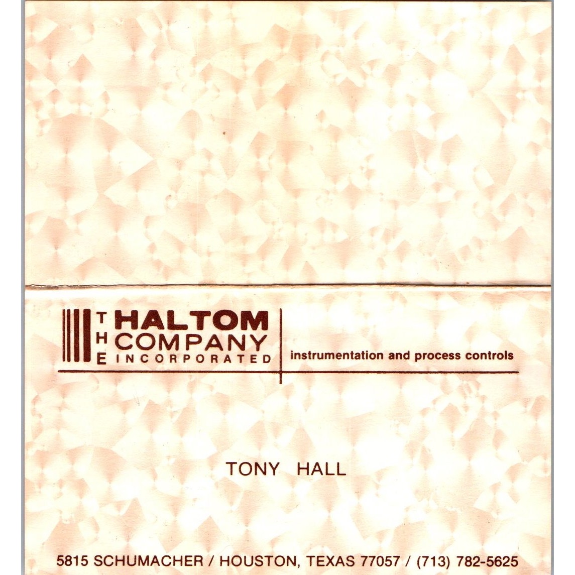 Tony Hall The Haltom Company Houston Vintage Business Card SE3-B10