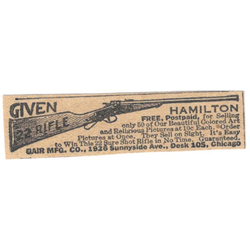 Gair Mfg Co Chicago Hamilton 22 Rifle Contest 1923 Magazine Ad Clip AE1-8