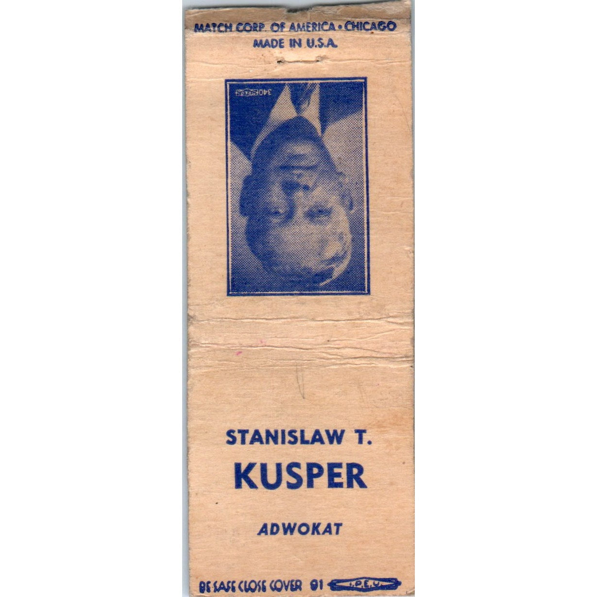Stanisaw T. Kusper Adwokat Advocate P.R.K Polish Vintage Matchbook Cover SF4-Y5