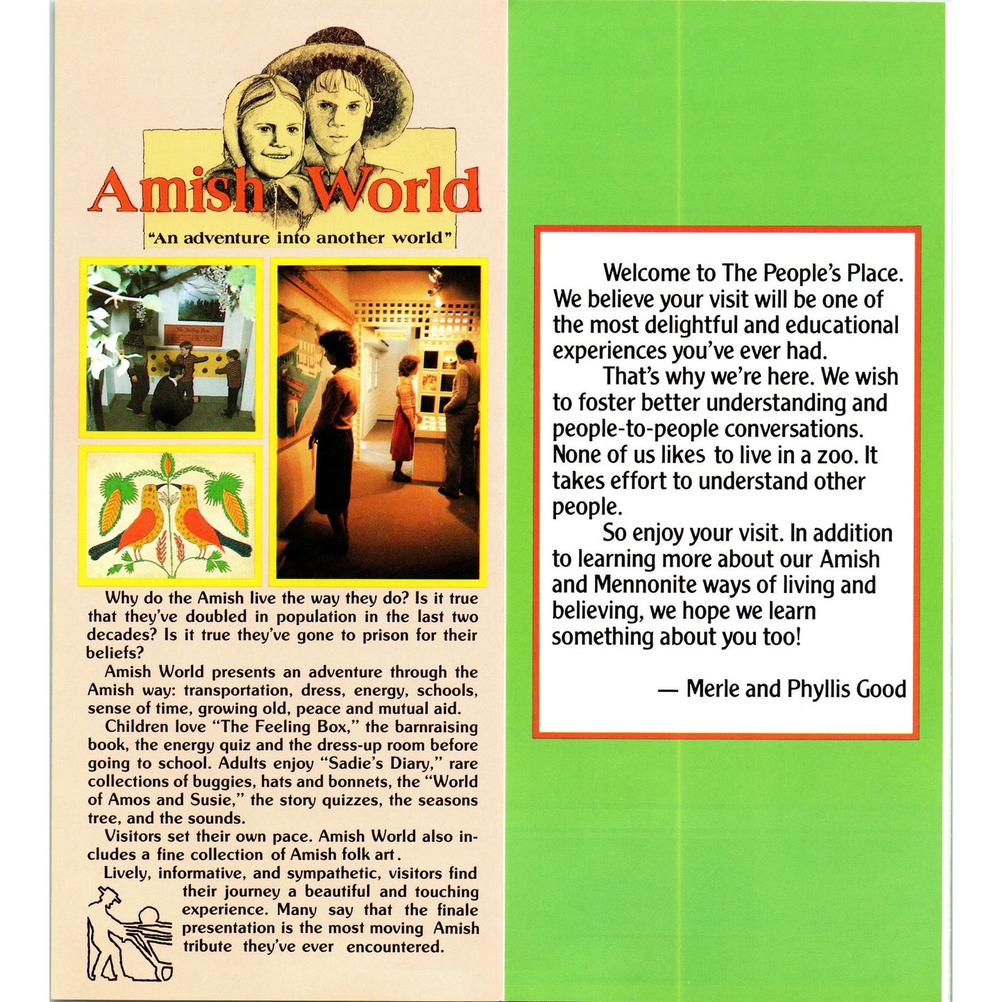 1970s Amish World The People's Place Lancaster County PA Map & Brochure TF4-BB