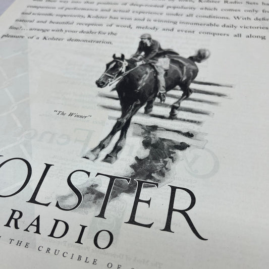 Kolster Radio Horse Racing 1928 Original Magazine Advertisement FL6-8