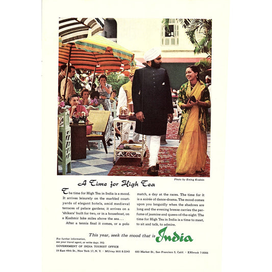 1960s India Travel Ewing Krainin San Francisco India Vintage Ad 7x10 V5