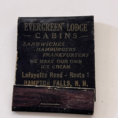 Evergreen Lodge Cabins, Whittier House Hampton Falls NH Matchbook TB8-MB3-4