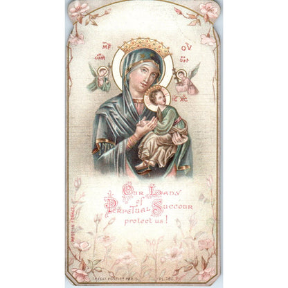 Our Lady of Perpetual Succour Protect Us c1880 Victorian Die Cut Bookmark AB9