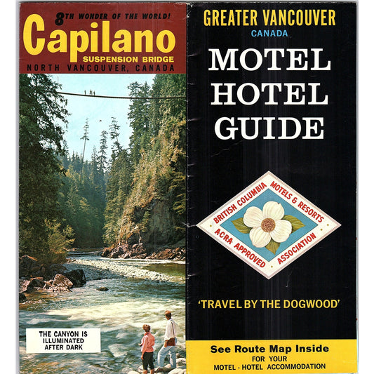 1968 Greater Vancouver Canada Motel Hotel Guide Map & Travel Brochure TH2-TB4