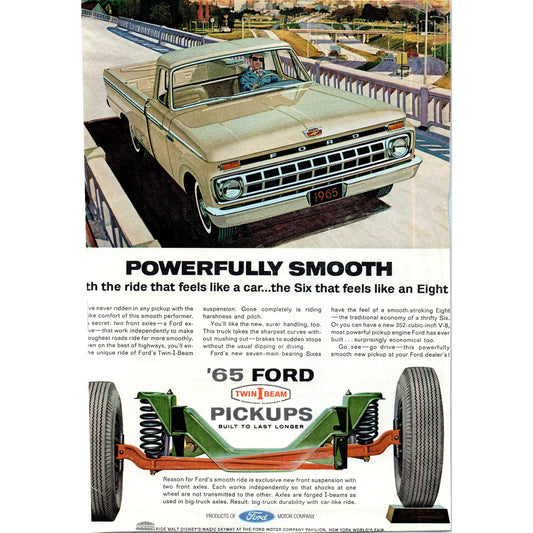 1965 Ford Twin I Beam Pickup Truck Automobile - Vintage Magazine Ad D20