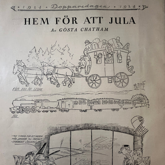 Hem För Att Jula by Gösta Chatham Cartoon 1924 Swedish Story V27-4