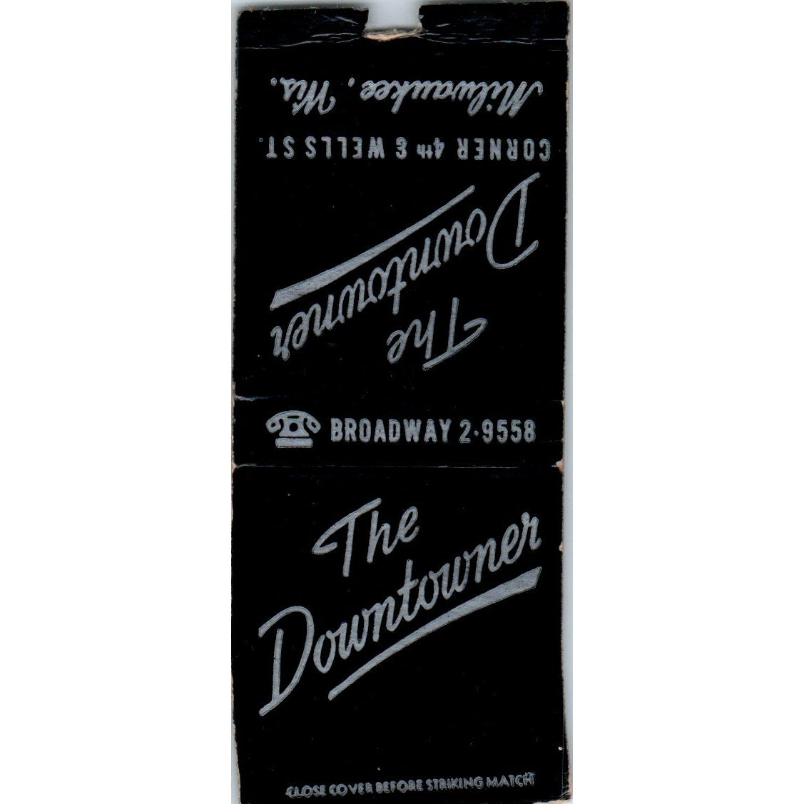 The Downtowner Milwaukee WI Vintage Matchbook Cover SD4-Y5