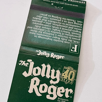 Jolly Roger Restaurants 40 Year Anniversary Vintage Matchbook Cover TB6-MB1-9