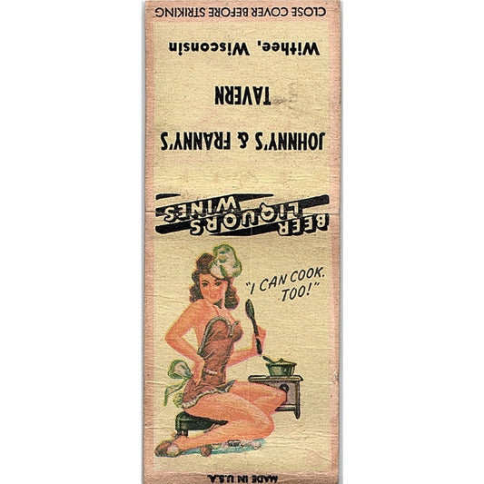 Johnny's & Franny's Tavern Withee WI Pinup Vintage Matchbook Cover SE5-Y1