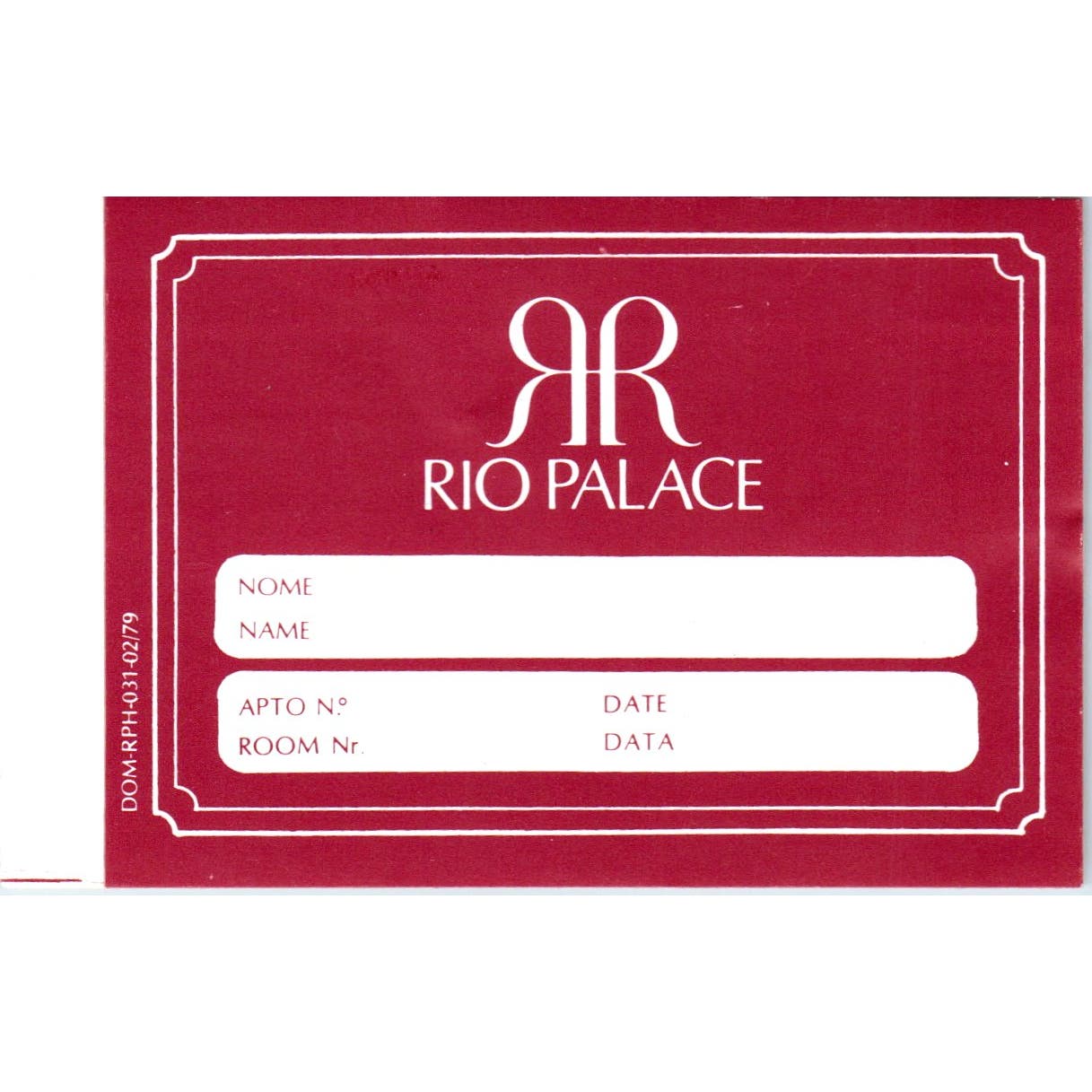 1979 Vintage Rio Palace Hotel Luggage Room Sticker AB9