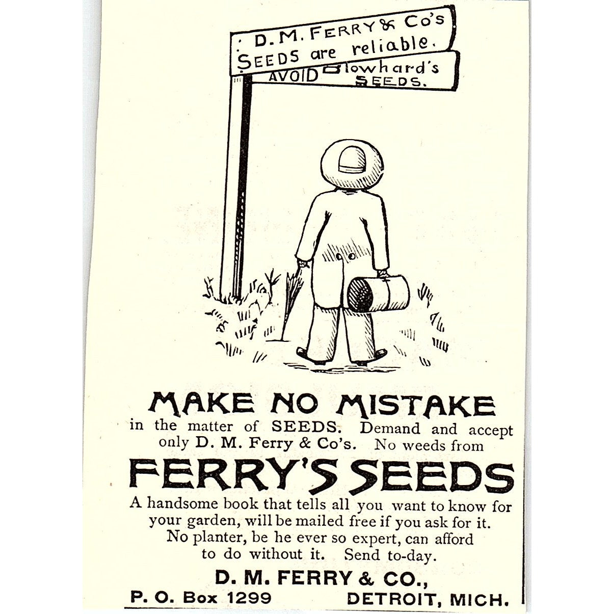 D.M. Ferry & Co Ferry's Seeds Detroit MI 1892 Ad AG2-M12