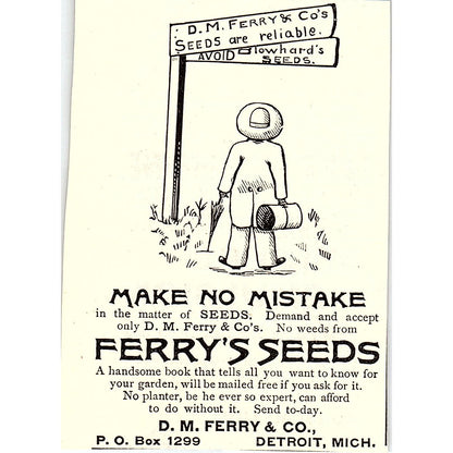 D.M. Ferry & Co Ferry's Seeds Detroit MI 1892 Ad AG2-M12