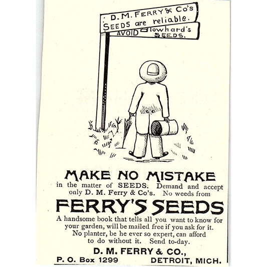 D.M. Ferry & Co Ferry's Seeds Detroit MI 1892 Ad AG2-M12