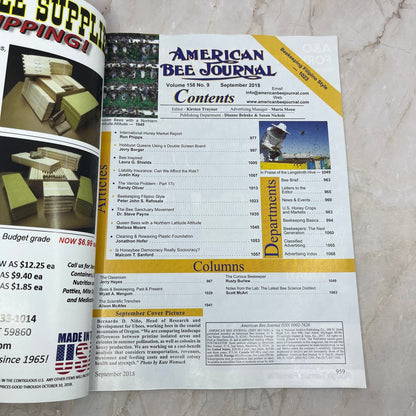 2018 Sept American Bee Journal Magazine Bees Beekeeping Honey M8