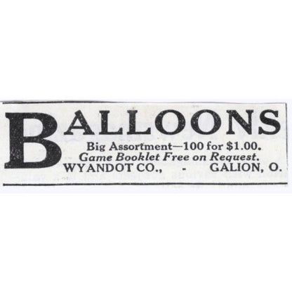 1931 Wyandot Co Galion O Balloons Original Magazine Advertisement AE5-SA2
