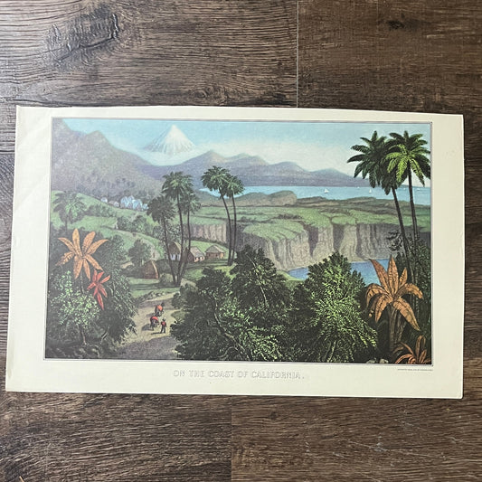 On the Coast of California Currier and Ives Lithograph Art Print 10x16 V8