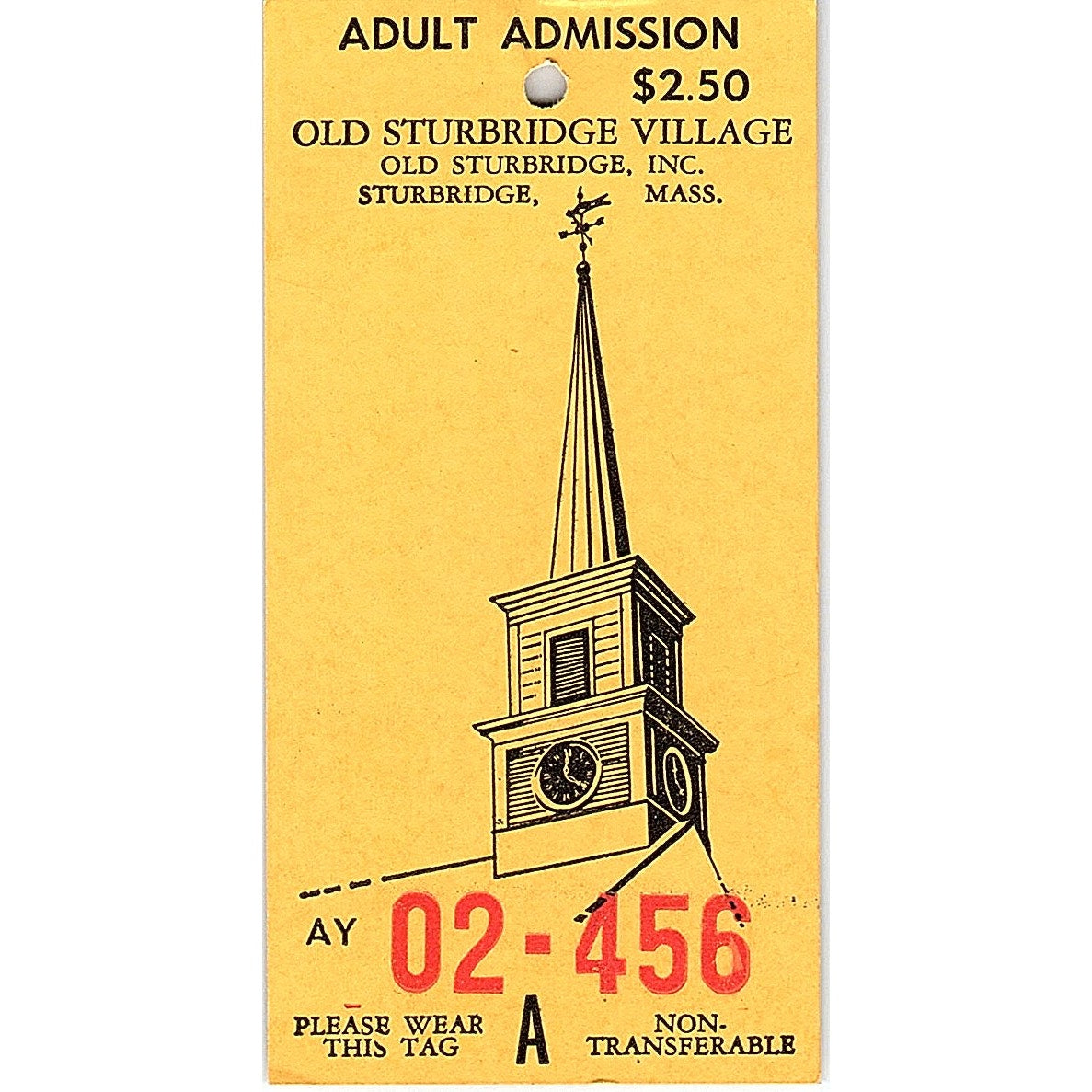 1960s Old Sturbridge Village Sturbridge Massachusetts Admission Stub TH2-TB2