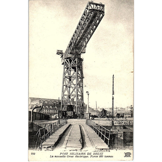 Port Militaire De Brest La Nouvelle Grue Electrique French Antique Postcard PE10