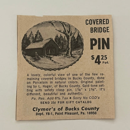 Clymer's of Buck County Bridge Point Pleasant PA 1971 Magazine Ad SAG4-S15