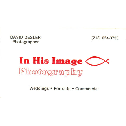 In His Image Photography David Desler Los Angeles Vintage Business Card SD8-B17