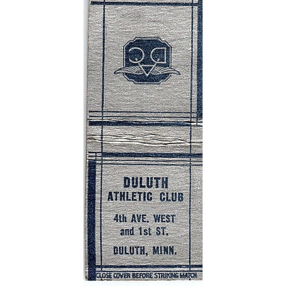 Duluth Athletic Club 4th Ave West Duluth MN Vintage Matchbook Cover SC7-Y4