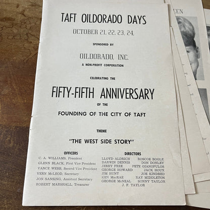 City of Taft 55th Anniversary Oildorado Days Souvenir Program 1965 6 Pages AF8-5