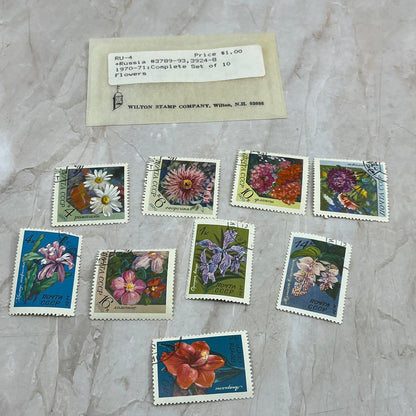 1970 Russia USSR flower stamp set of 10 From Wilton Stamp Co AE6