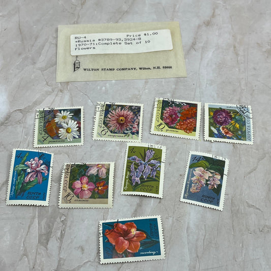 1970 Russia USSR flower stamp set of 10 From Wilton Stamp Co AE6