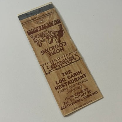 The Log Cabin Restaurant Brattleboro VT Vintage Matchbook Cover TB6-MB2-5