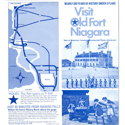 Vintage Visit Old Fort Niagara Fold Out Map & Travel Brochure TH2-O1