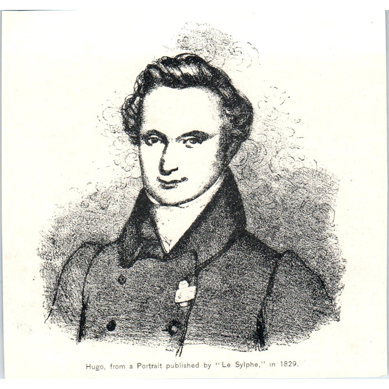 1829 Victor Hugo Portrait Sketch by Le Sylphe 1892 Magazine Ad AK5-H8