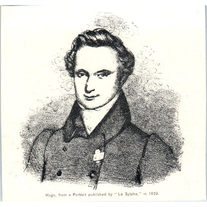 1829 Victor Hugo Portrait Sketch by Le Sylphe 1892 Magazine Ad AK5-H8