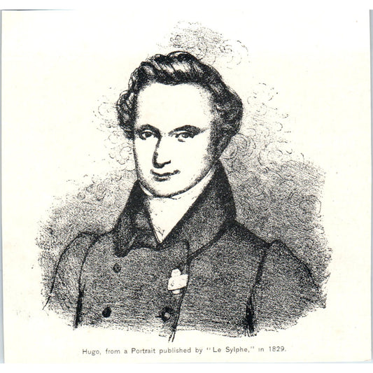 1829 Victor Hugo Portrait Sketch by Le Sylphe 1892 Magazine Ad AK5-H8