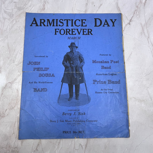 1921 WWI Armistice Day Forever March Sousa Antique Sheet Music Ti5
