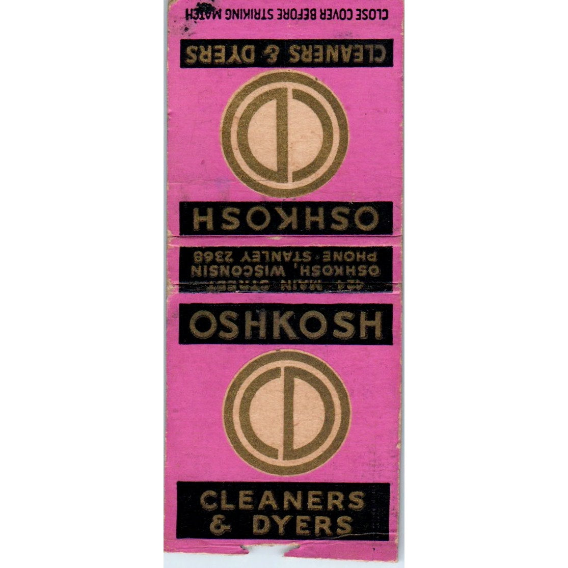Oshkosh Cleaners & Dryers WI Orchid Truck Vintage Matchbook Cover SD2-Y12