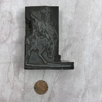 Cowboy Riding Horse Vintage Letterpress Printers Block Plate SF5