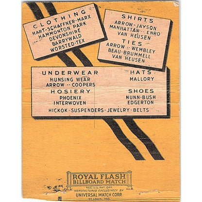 Friedman's Storre for Men Greenfield West Allis WI Large Matchbook Cover TH2-Y3